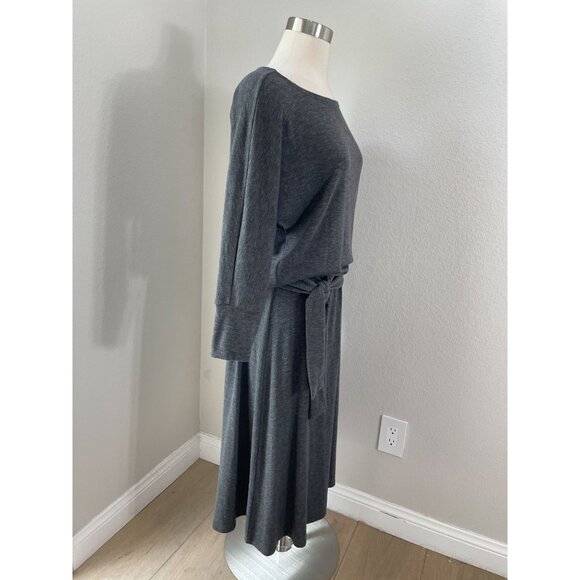 NEW Michael Stars Womens Large Charcoal Dress Tie Waist Dolman Sleeve - Picture 3 of 9